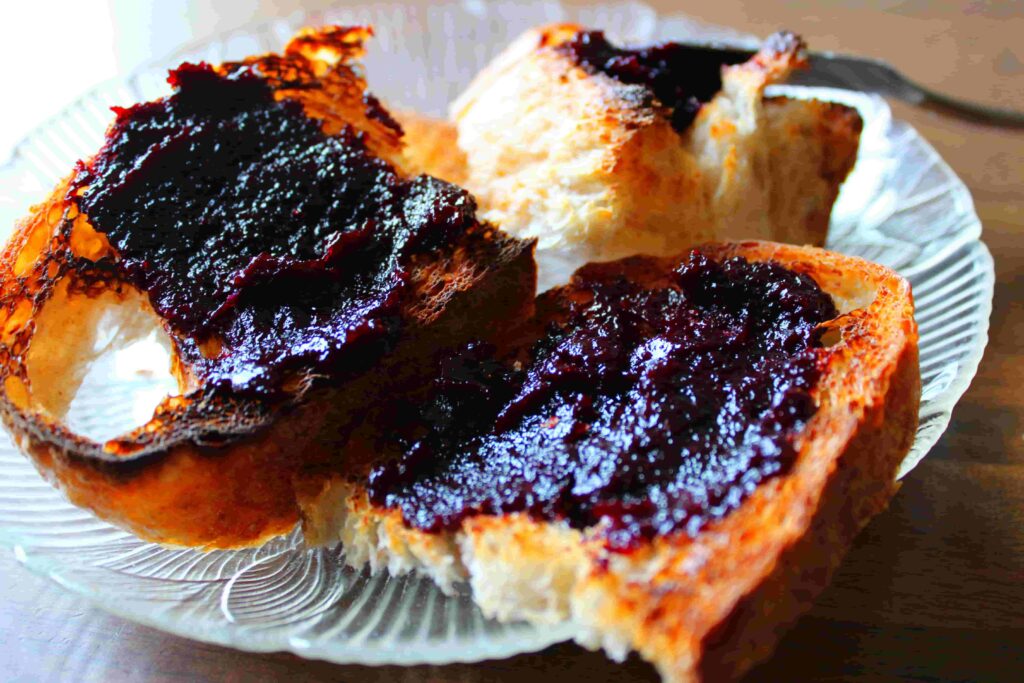 homemade blackberry jam on toast