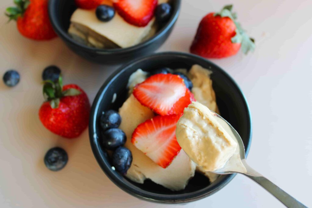 healthy high protein baked greek yogurt recipe with spoonful