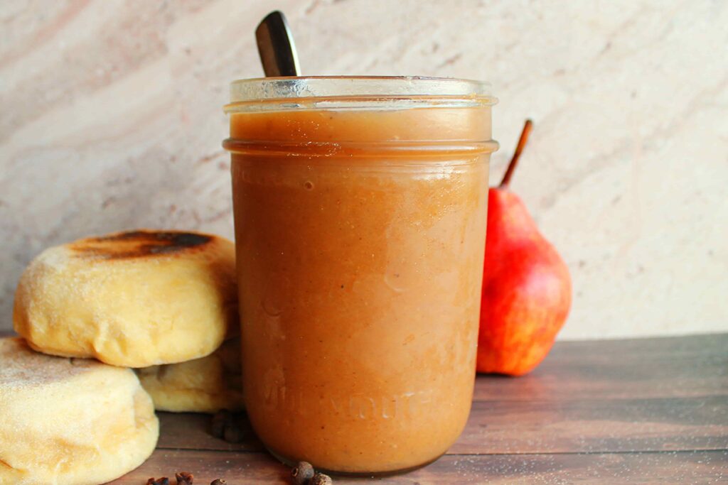 easy pear butter instant pot or slow cooker in jar